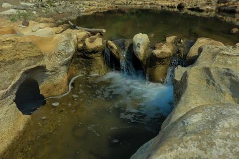 Small Waterfall in Rocky Stream Stock Photos