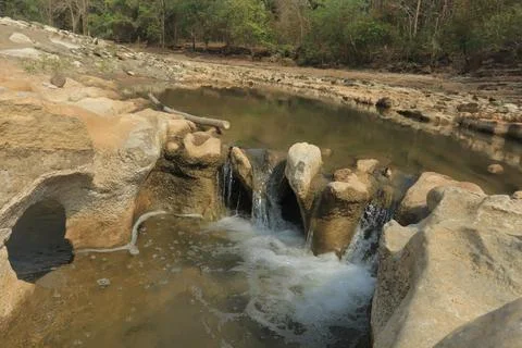 Small Waterfall in Rocky Stream Stock Photos