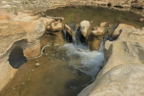 Small Waterfall in Rocky Stream Stock Photos
