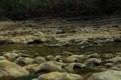 Small Waterfall in Rocky Stream Stock Photos