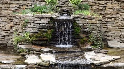 Small waterfall, running water Stock Footage 107784693