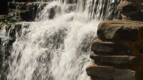 Small waterfall, rushing, flowing water Stock Footage 43051790