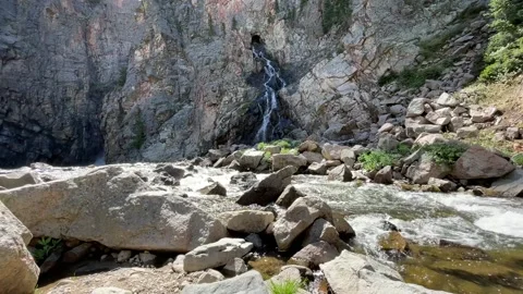 Small Waterfall Rushing Stream Stock Footage 156414254