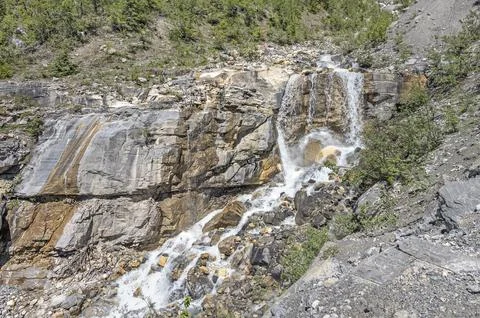 Small Waterfall on the Side of a Mountain Stock Photos