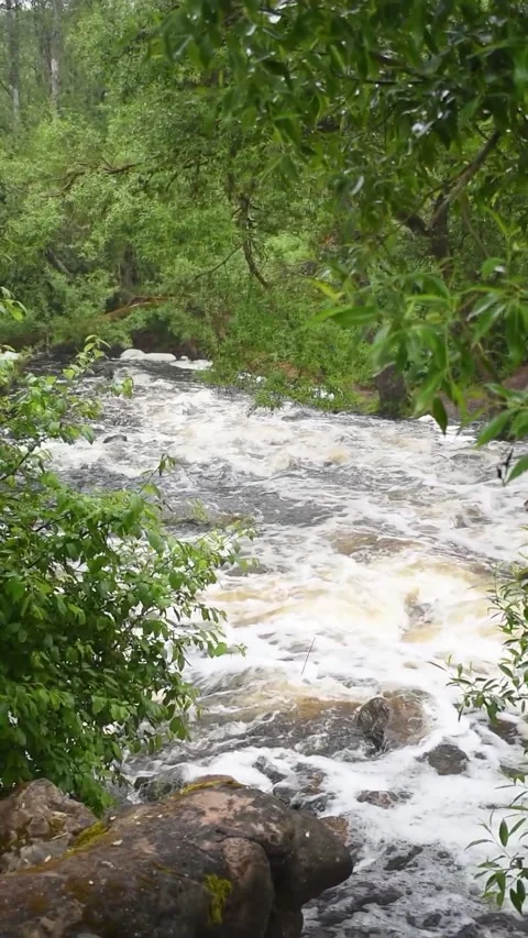 A small waterfall on the site of a former hydroelectric power station Stock Footage 276213985