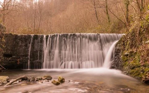 Small waterfall in a Spanish forest Stock Photos