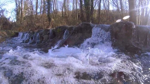 Small waterfall splashing  Stock Footage 103573099