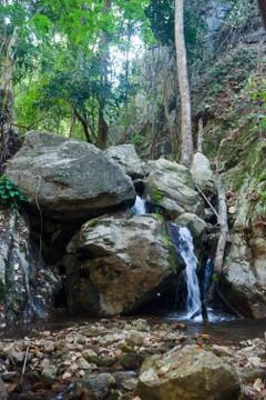 Small waterfall in stream Stock Photos