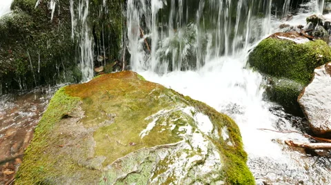  Small waterfall  in summer day close up . 4K 3840x2160. Vertical panorama 库存影片 53240360