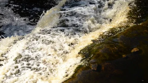 Small waterfall at sunny day. Stock Footage 76323150