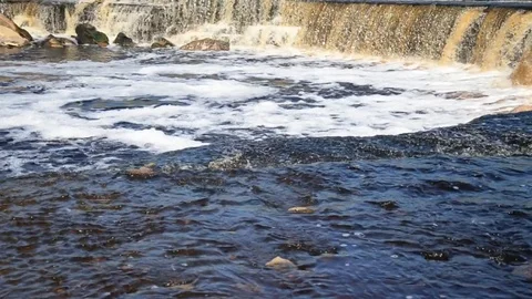 Small waterfall at sunny day. Stock Footage 76429309