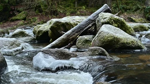Small waterfall in the valley of river aist Stock Footage 126518461