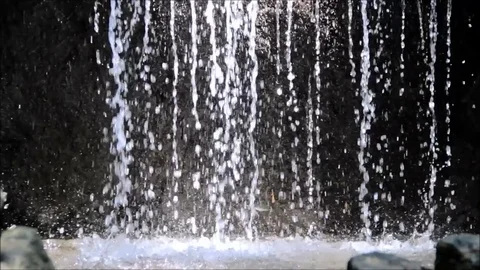 Small waterfall in the Vorontsov palace park, Crimea, Russia. August 2016 Stock Footage 77862588