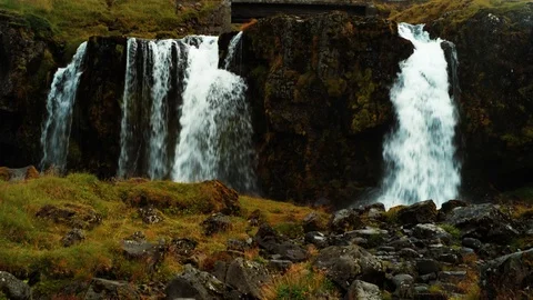 A small waterfall in West Iceland Stock Footage 124130184