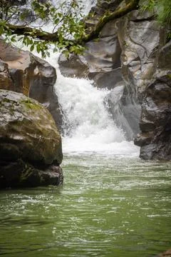 Small waterfalls in the forest Stock Photos
