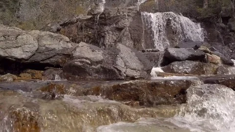 Small waterfalls running down the river Video stock 73729268