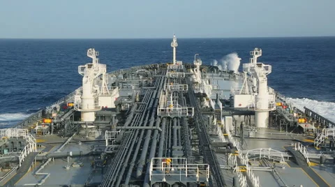 Small wave is breaking against tanker bow. Stock Footage 63106714