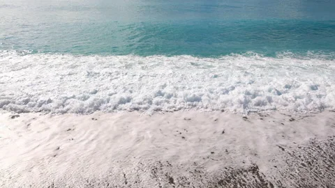 Small wave, Soft wave on sand beach for opening video, text space. Stock Footage 191850059