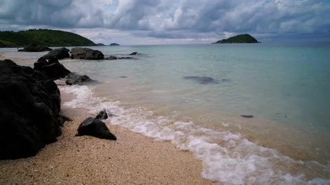 Small wave, Soft wave on sand beach, Ocean Wave On Sandy Beach Video stock 207732384