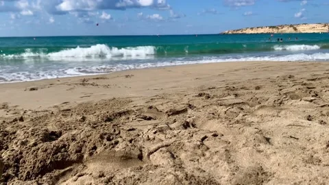 Small wave, Soft wave on sand beach for opening video, Ocean Wave On Sandy Beach Stock Footage 231384027