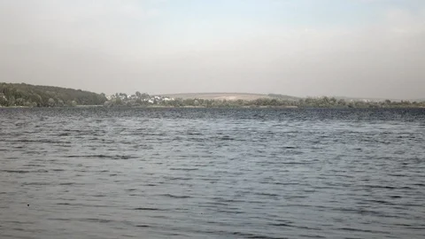 Small waves on the big river Stock Footage 119105437