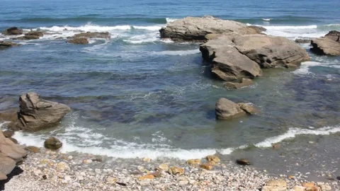 Small waves in the Cantabrian sea Stock Footage 232226867