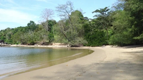 Small Waves coming to beach in Phuket Sea Beach, Thailand Stock Footage 107722662