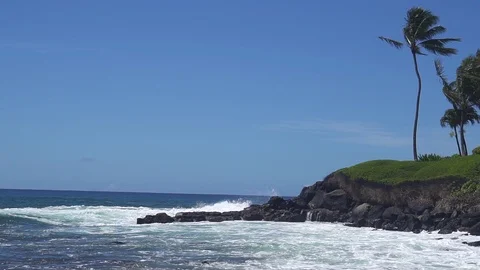 Small Waves Erupt on Island Beach Head in Slow Motion Vidéo 118998069