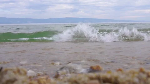 Small waves on Lake Baikal Stock Footage 95645186