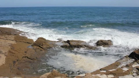 Small waves reaching the Cantabrian coast Stock Footage 232226865