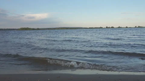 Small waves on the river in the evening. Stock Footage 137085471