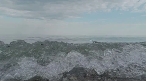 Small Waves Rolled on the Sandy Shore Video stock 50153816