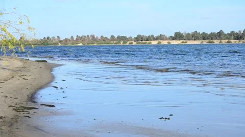 Small waves on sand shore Video stock 53611482