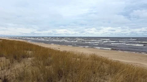 Small Waves On Sandy Shoreline Stock Footage 336446703