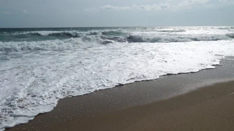 Small waves of the sea coast. Panoramic view Stock Footage 116369672