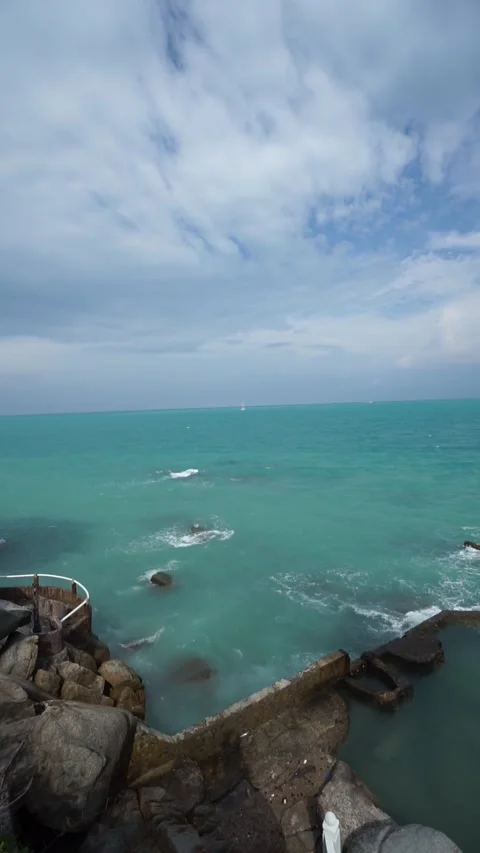 Small Waves By The Sea Video stock 244884108