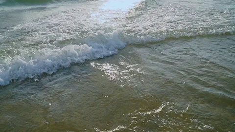 Small waves on the seashore. Slow motion 스톡 동영상 114064957