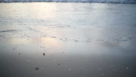 Small waves on the shore of Valencia beach, in the Mediterranean, and with la Stock Footage 134054188