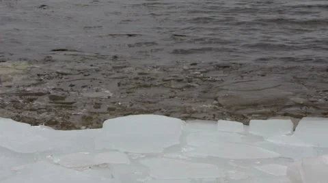 Small waves at  shores of an icy Stock-Footage 35885552