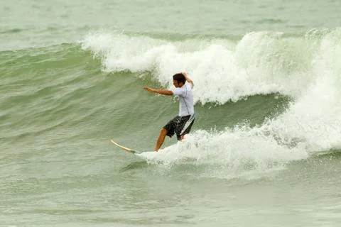 Small Waves Surfing 스톡 사진