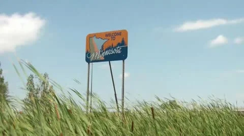 Small Welcome to Minnesota Sign Stock Footage
