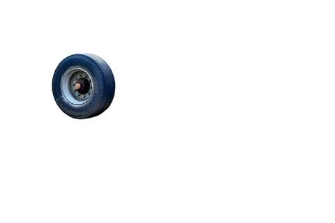 Small wheel of trailer,construction wheelbarrow on white Stock Illustration