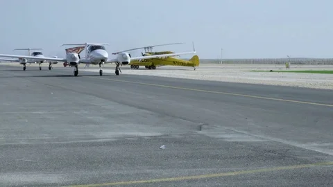 Small white aircraft taking off Stock Footage 72413003