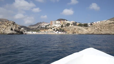 Small white boat sailing Stock Footage 122736562