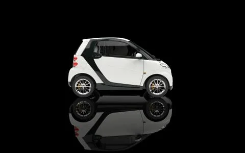 Small White Car On Black Background Stock Illustration