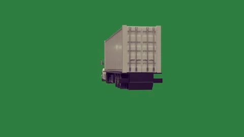A small white car on green screen and truck with it animated chromakey Video stock 335065311