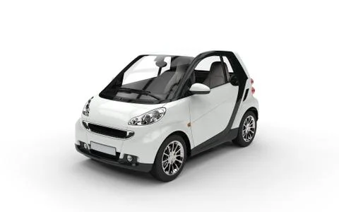 Small White Car On White Background Иллюстрация