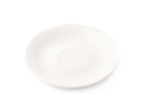 Small white ceramic plate isolated Stock Photos