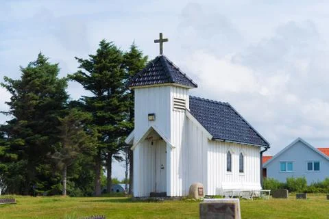 Small white chapel Stock Photos