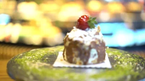 Small white chocolate chip cake Stock Footage 167587864